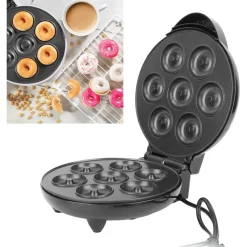 MINI DONUT MAKER 1000W ANTIADERENTE RISCALDAMENTO A DOPPIA FACCIA ELETTRICO 7 CIAMBELLE