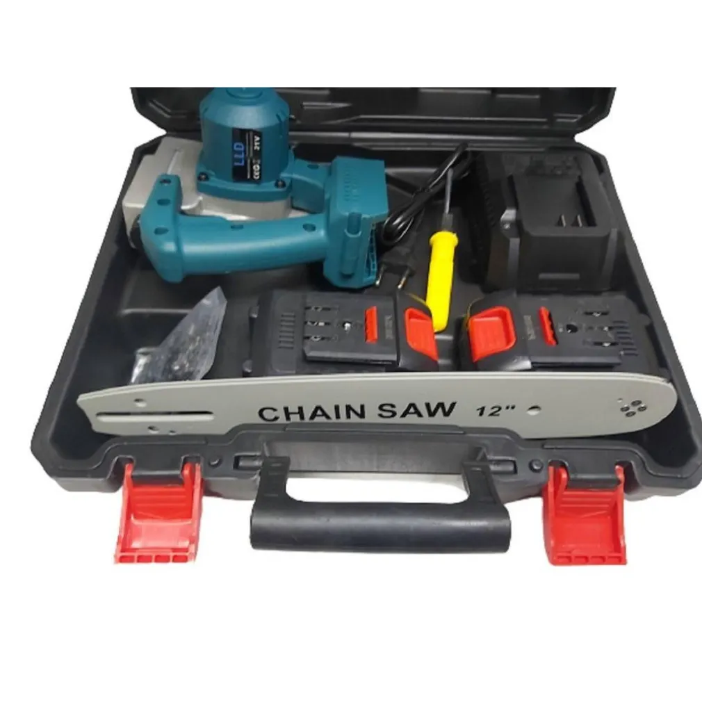 MINI ELETTROSEGA 12" 2 BATTERIE 21V CON SERBATOIO OLIO MOTOSEGA ELETTRICA VALIGIA