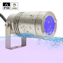 MINI FARETTO LED 24V IP68 RGB 4000K STAFFA ORIENTABILE 8W DMX RGBW LUCE GIARDINO