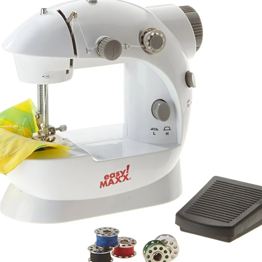 MINI MACCHINA DA CUCIRE CUCITRICE PORTATILE 4 IN 1 DA VIAGGIO CON PEDALE AGO