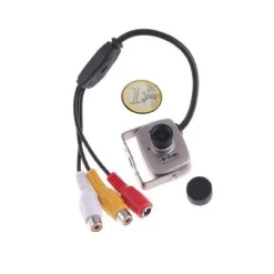 MINI MICRO TELECAMERA CAMERA A COLORI 6 LED IR RCA AUDIO VIDEO MICROFONO STAFFA