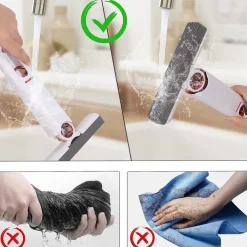 MINI MOP MOCIO IN SPUGNA PORTATILE SPAZZOLA SUPER ASSORBENTE PER CUCINA VETRI