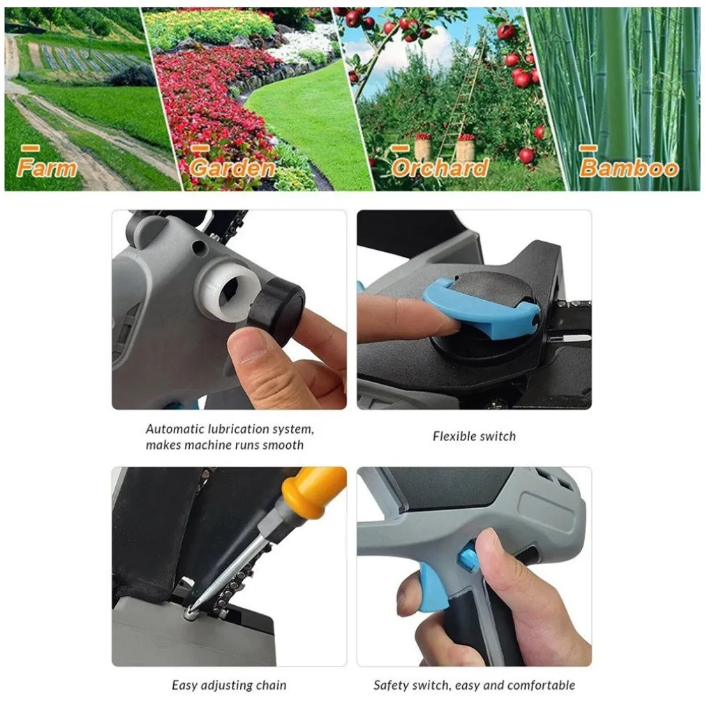 MINI MOTOSEGA A DOPPIA BATTERIA 20V 5AH TAGLIARAMI ELETTRICA ELETTROSEGA 6"