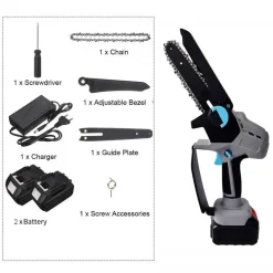 MINI MOTOSEGA A DOPPIA BATTERIA 20V 5AH TAGLIARAMI ELETTRICA ELETTROSEGA 6