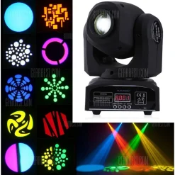MINI MOVING HEAD LED SPOT 30W CREE GOBOS DMX SOUND DJ EFFETTI LUCE DISCO PARTY