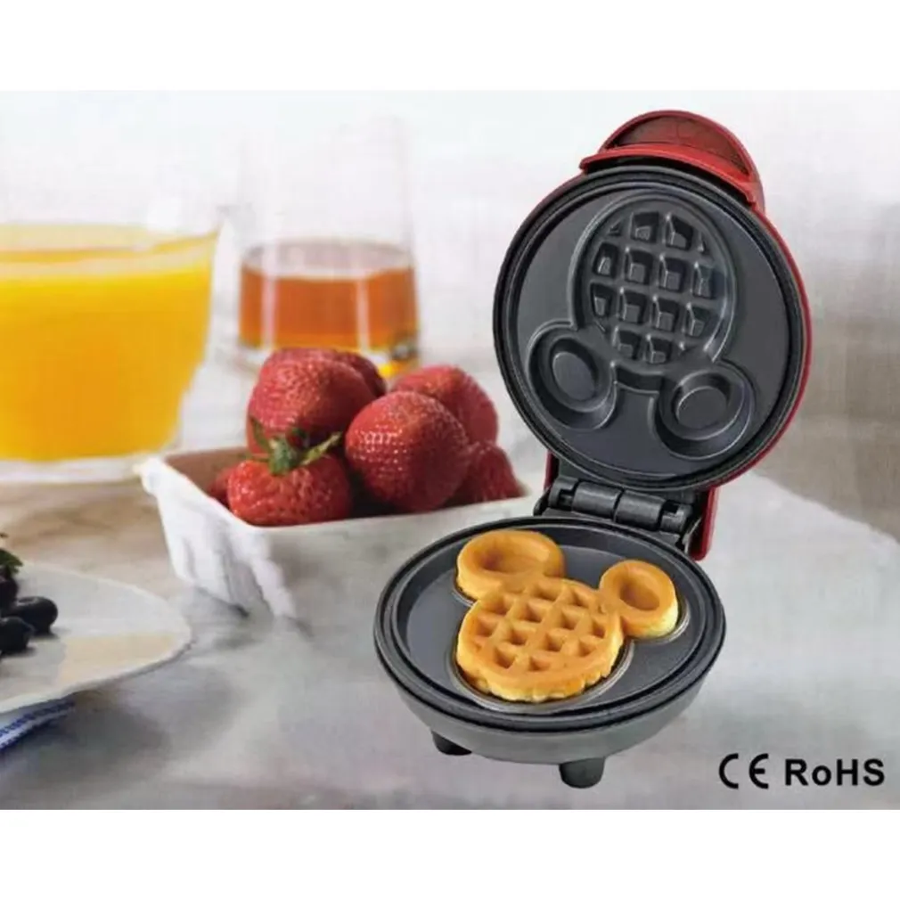 MINI PIASTRA MACCHINA PER WAFFLE A FORMA DI TOPOLINO ANTIADERENTE BAMBINI FACILE DA USARE