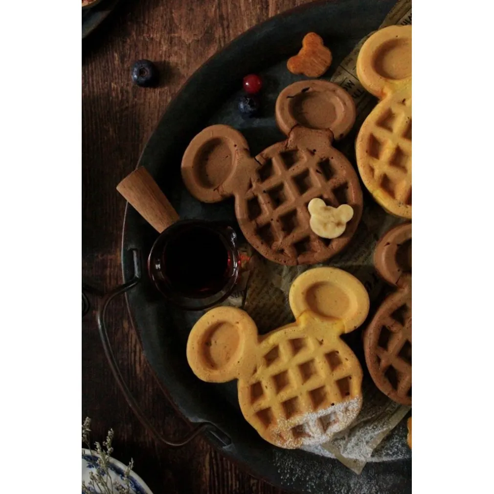 MINI PIASTRA MACCHINA PER WAFFLE A FORMA DI TOPOLINO ANTIADERENTE BAMBINI FACILE DA USARE