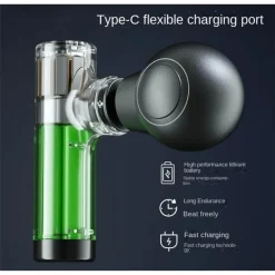 MINI PISTOLA MASSAGGIO SCHIENA SPALLA PANCIA COSCIA VISO RICARICA USB 4 VELOCITÀ