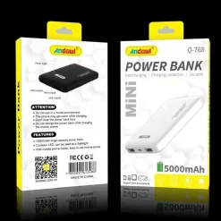 MINI POWER BANK CAPACITÀ 5000MAH Q-T68 PORTATILE RICARICA RAPIDA 2 PORTE USB