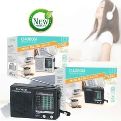 MINI RADIO FM PORTATILE 9 BANDE AM FM MW SW1-7 CON RICEVITORE AUDIO TV TX-8185