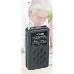 MINI RADIO PORTATILE A 2 BANDE AM/FM PICCOLA RICEVITORE AUDIO LUCE LED TX-8182