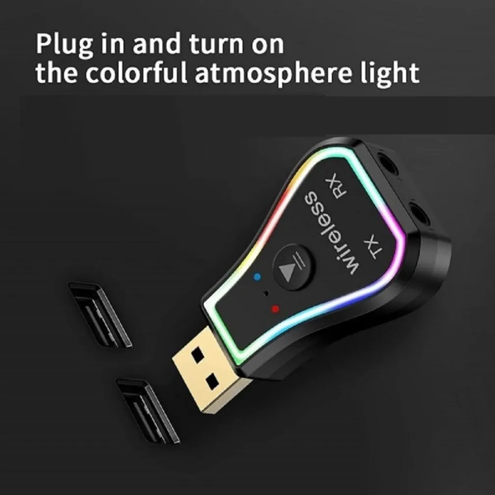 MINI RICEVITORE AUDIO USB WIRELESS BLUETOOTH 5.0 AUX STEREO RGB LED LIGHT Q-TR31
