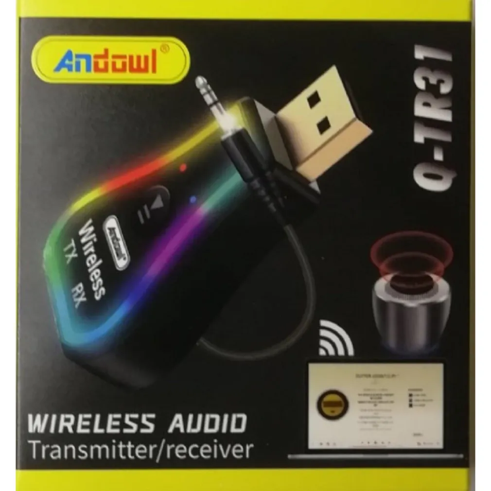 MINI RICEVITORE AUDIO USB WIRELESS BLUETOOTH 5.0 AUX STEREO RGB LED LIGHT Q-TR31