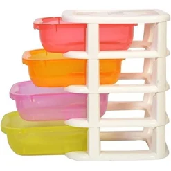 MINI SCATOLA DI IMMAGAZZINAGGIO DESKTOP CASSETTO A 4 STRATI PLASTICA MULTICOLORE