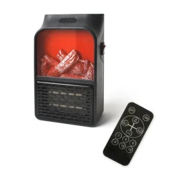 MINI STUFA ELETTRICA TERMOVENTILATORE PORTATILE CON TELECOMANDO CAMINETTO FUOCO