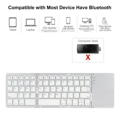 MINI TASTIERA BLUETOOTH PIEGHEVOLE WIRELESS IOS/ANDROID/WINDOWS TOUCHPAD