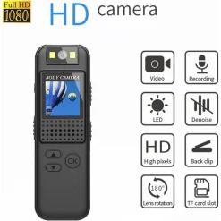 MINI TELECAMERA SPIA LCD CON LENTE GIREVOLE CON VISIONE NOTTURNA BODYCAM FULL HD