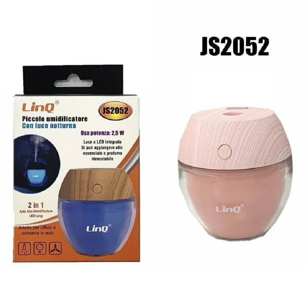 MINI UMIDIFICATORE DIFFUSORE AROMA PROFUMO CON LUCE NOTTURNA 2.5W UFFICIO JS2052