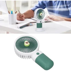MINI VENTILATORE A MANO BATTERIA RICARICABILE USB PORTATILE TASCABILE VIAGGIO CON BASE
