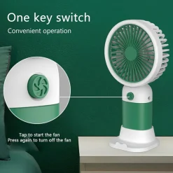 MINI VENTILATORE A MANO BATTERIA RICARICABILE USB PORTATILE TASCABILE VIAGGIO CON BASE