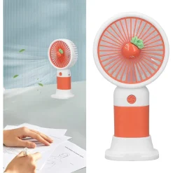 MINI VENTILATORE A MANO BATTERIA RICARICABILE USB PORTATILE TASCABILE VIAGGIO CON BASE