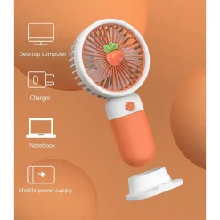 MINI VENTILATORE A MANO BATTERIA RICARICABILE USB PORTATILE TASCABILE VIAGGIO CON BASE