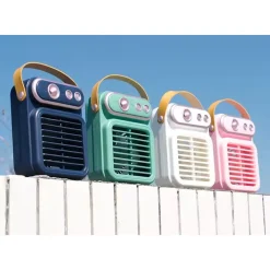 MINI VENTILATORE A SPRUZZO VINTAGE RETRO DA TAVOLO ELETTRICO PORTATILE USB BATTERIA