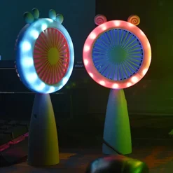 MINI VENTILATORE CON LUCE A LED HQ66-17 PORTATILE BATTERIA RICARICABILE USB 2 VELOCITÀ
