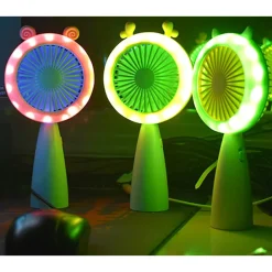MINI VENTILATORE CON LUCE A LED HQ66-17 PORTATILE BATTERIA RICARICABILE USB 2 VELOCITÀ
