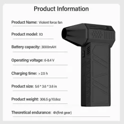 MINI VENTILATORE PORTATILE A BATTERIE RICARICABILE POTENTE SUPER GETTO DI ARIA