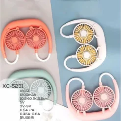 MINI VENTILATORE PORTATILE RICARICABILE USB PER SPORT INDOSSABILE COLLO XC-5231