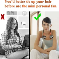 MINI VENTILATORE PORTATILE SUPPORTO CUFFIE APPESO AL COLLO RICARICABILE USB FAN