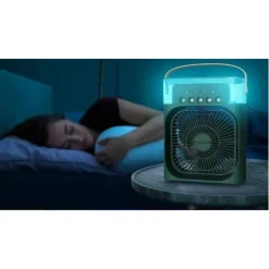 MINI VENTILATORE PORTATILE REFRIGERATORE LUCE LED A 7 COLORI 3 VELOCITÀ 3 MODALITÀ SPRUZZO