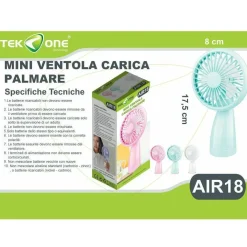 MINI VENTILATORE TEKONE AIR18 PORTATILE VENTOLE CARICA PALMARE