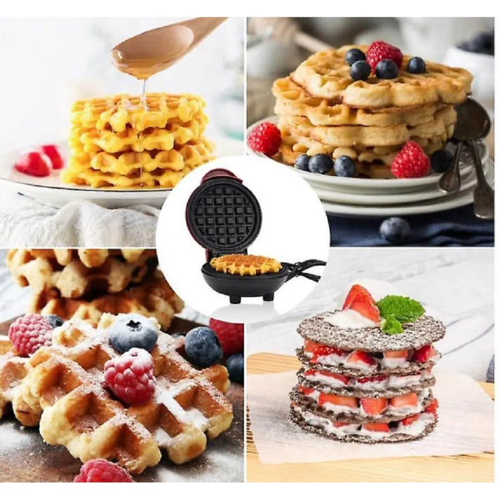 MINI WAFFLE MAKER MACCHINA ANTIADERENTE PER WAFFLE CIALDE FRITTELLE 350W Q-HB66
