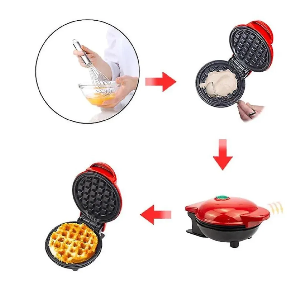 MINI WAFFLE MAKER MACCHINA ANTIADERENTE PER WAFFLE CIALDE FRITTELLE 350W Q-HB66