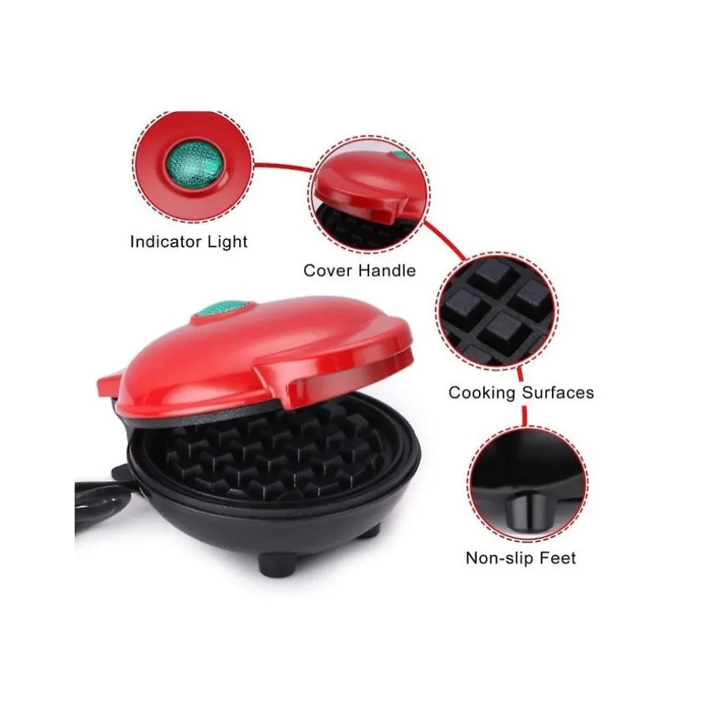 MINI WAFFLE MAKER MACCHINA ANTIADERENTE PER WAFFLE CIALDE FRITTELLE 350W Q-HB66