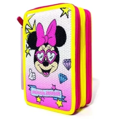 MINNIE MOUSE PINK VIBES ASTUCCIO 3 ZIP CERNIERE PORTAPASTELLI MATITE SCUOLA