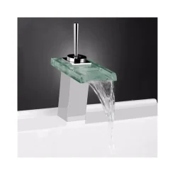 MISCELATORE MONOCOMANDO RUBINETTO CASCATA VETRO RUBINETTERIA LAVABO BAGNO