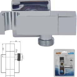 MISCELATORE PER DOCCIA A INCASSO PARETE CON SUPPORTO DOCCETTA QUADRATO ART.59506