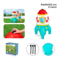 MISSILE GIOCO SPRUZZA ACQUA GONFIABILE A RAZZO SPAZIALE BAMBINI 61X64X102CM 52572