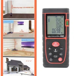 MISURATORE DI DISTANZA METRO PUNTATORE LASER ULTRASUONI DISPLAY LCD MISURA 40 MT