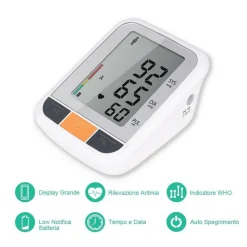 MISURATORE PRESSIONE SANGUIGNA SFIGMOMANOMETRO AUTOMATICO DA BRACCIO ARITMIA
