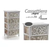 MOBILE CASSETTIERA 4 CASSETTI DECORATI IN LEGNO BICOLORE 40 X 29 X 73 CM 788208