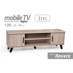 MOBILE PORTA TV ARES LEGNO ROVERE MODERNO 120X33X40CM CON 2 RIPIANI ANTE 796500