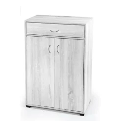 MOBILE SCARPIERA ARMADIO 2 ANTE CASSETTO 5 RIPIANI LEGNO BIANCO 95X63X33CM 770937