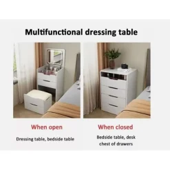 MOBILE TOELETTA POSTAZIONE TRUCCO CON SPECCHIO LUCI SGABELLO NASCOSTO CON CASSETTI