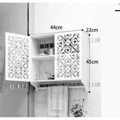 MOBILETTO DA BAGNO A PARETE CON PORTASCIUGAMANI ARMADIETTO IN MDF A 2 LIVELLI