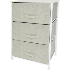 MOBILETTO MULTIUSO CON 3 CASSETTI IN TESSUTO BEIGE DESIGN SALVASPAZIO CASA H73X45X30CM