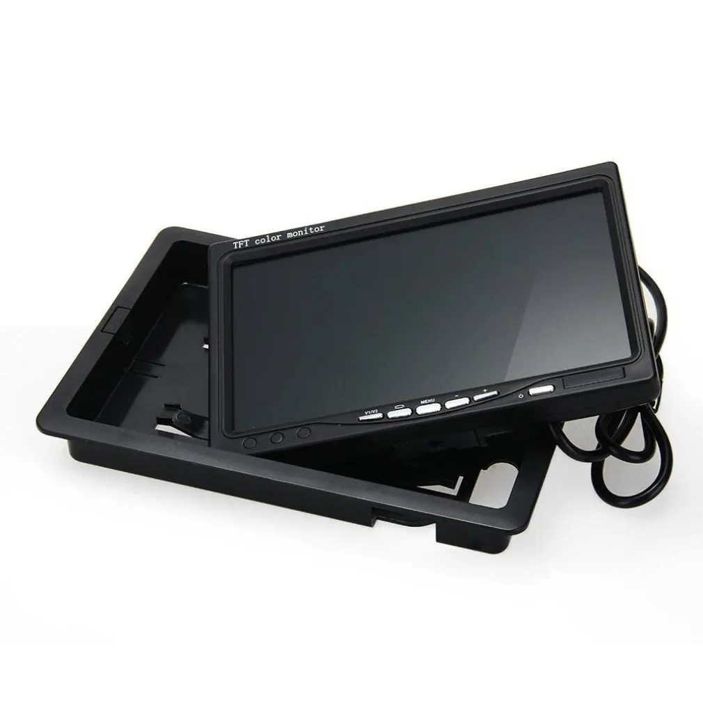 MONITOR LCD 7'' TELECAMERA TV TELEVISORE RETROMARCIA 4 INGRESSI VIDEO SORVEGLIANZA